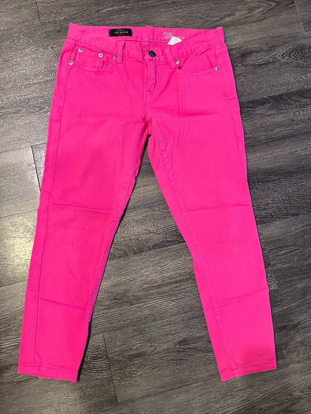 J.Crew Toothpick Neon Pink Skinny Jeans Size 28